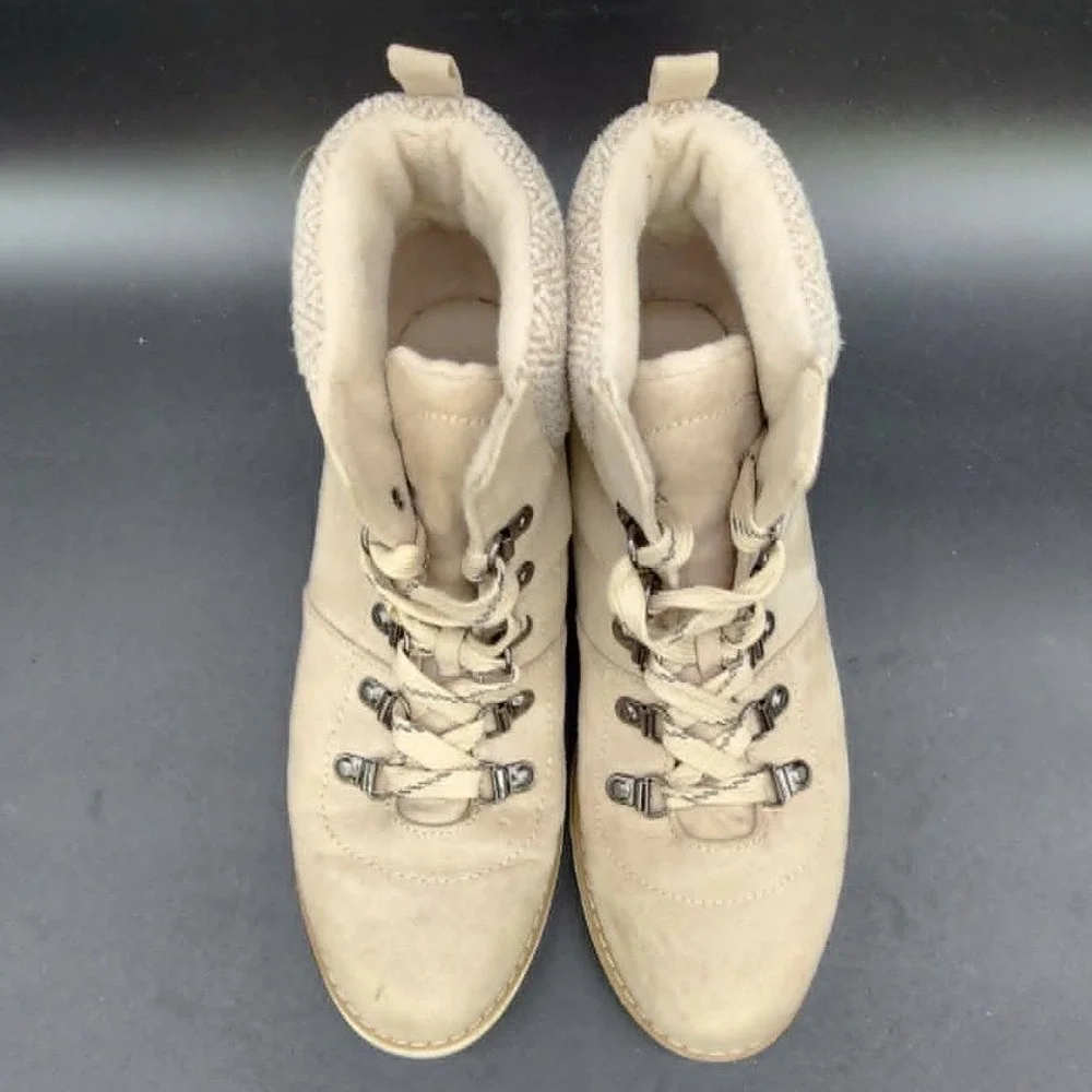 Kohls‎ Sonoma Cream Hiking Boot Women Size 8 Tiger Fish Gorpcore Winter Cozy Lug